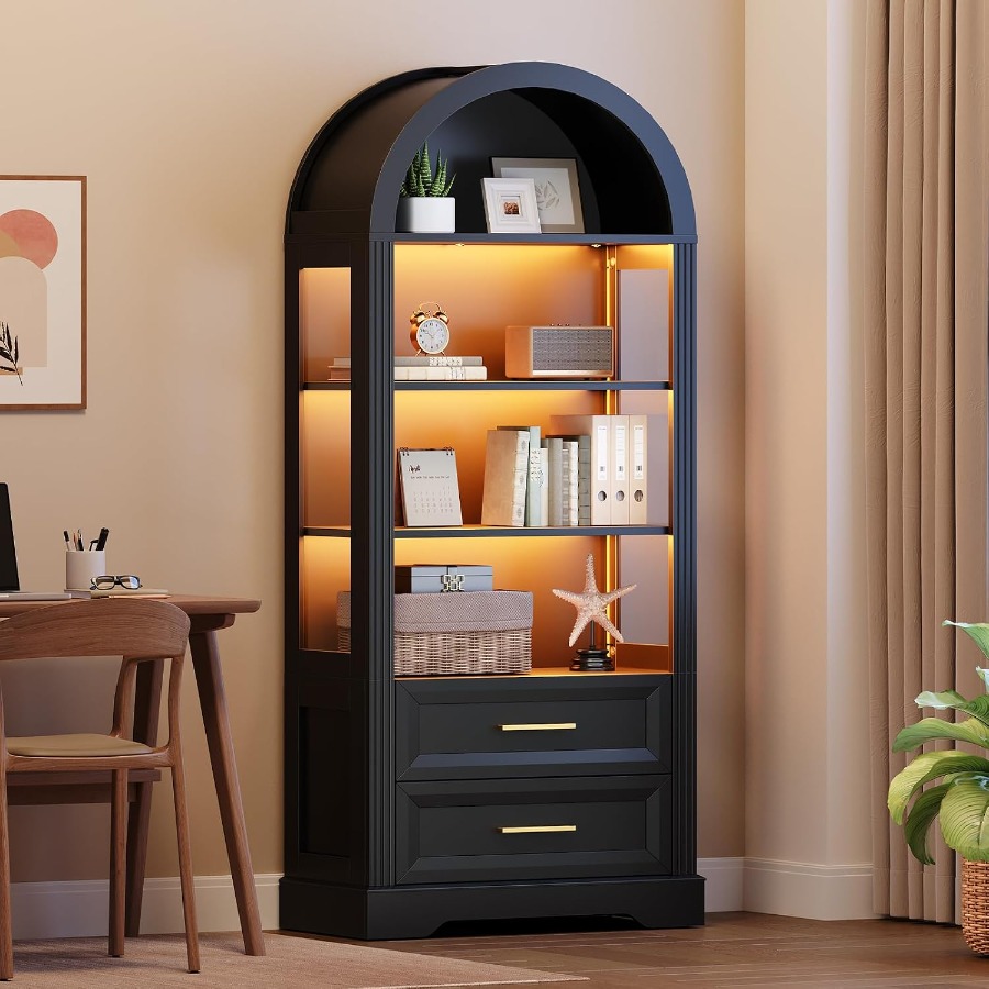 Books - Display Cabinet, Tall Arched Bookcase with