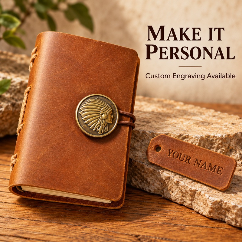 Mini Handmade Leather Traveler - Vintage Leather Journal Notebook recension och pris